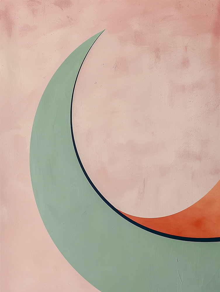 Abstracte Organische Vormen in Saliegroen en Roze | Japandi Kunst