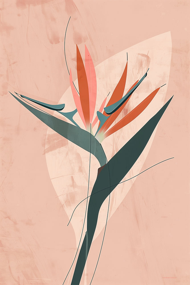 Strelitzia Paradijsvogelbloem in Roze en Terracotta