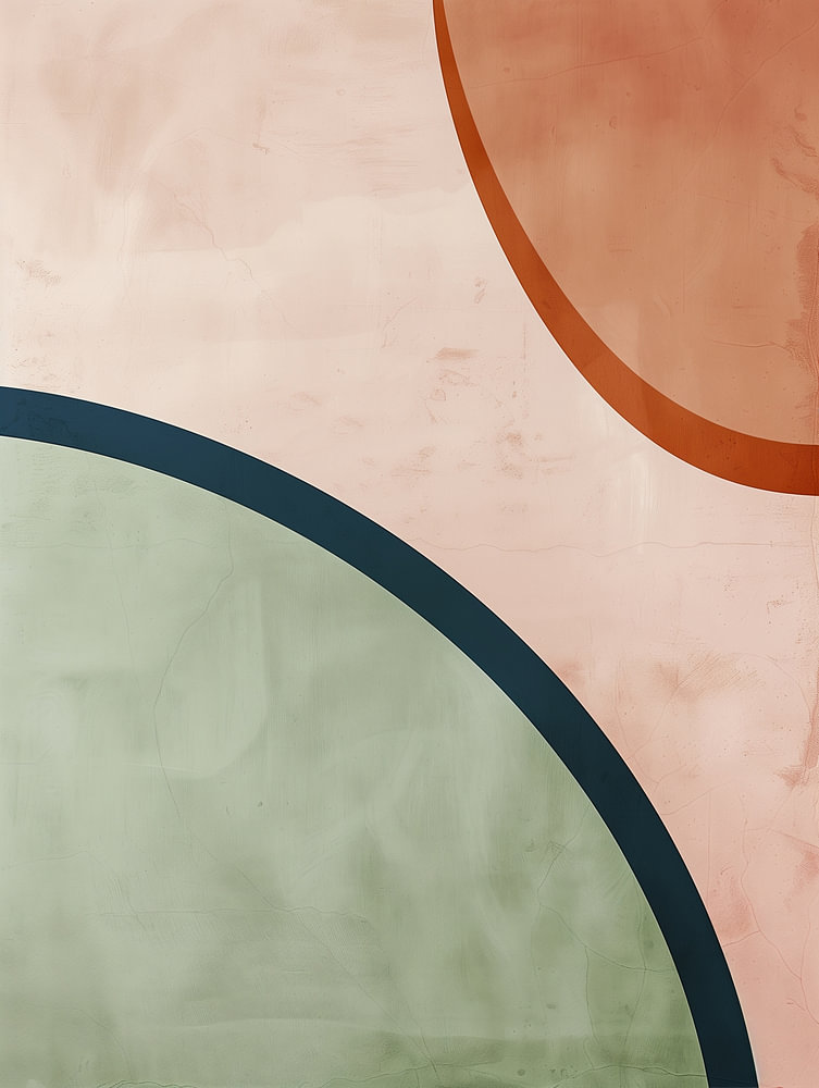 Abstracte Cirkelvormen in Saliegroen en Terracotta